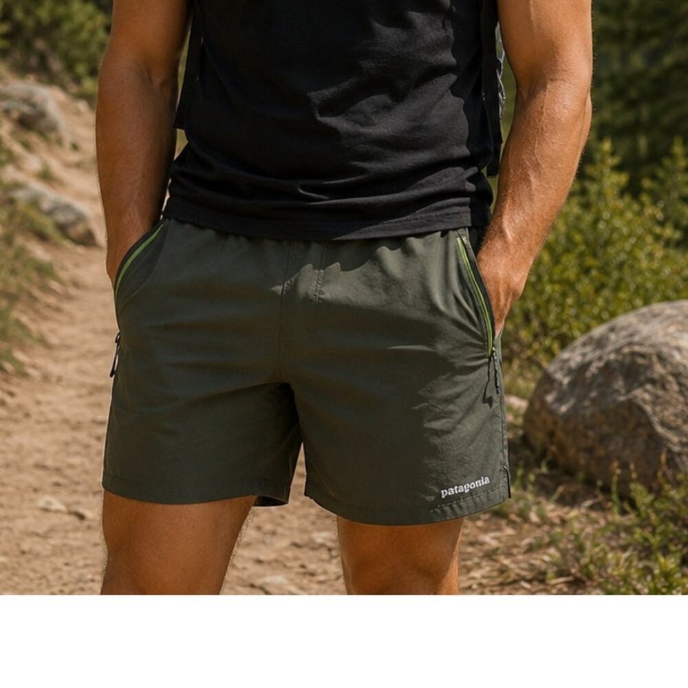 Patagonia green Running/Hiking shorts built in spandex M